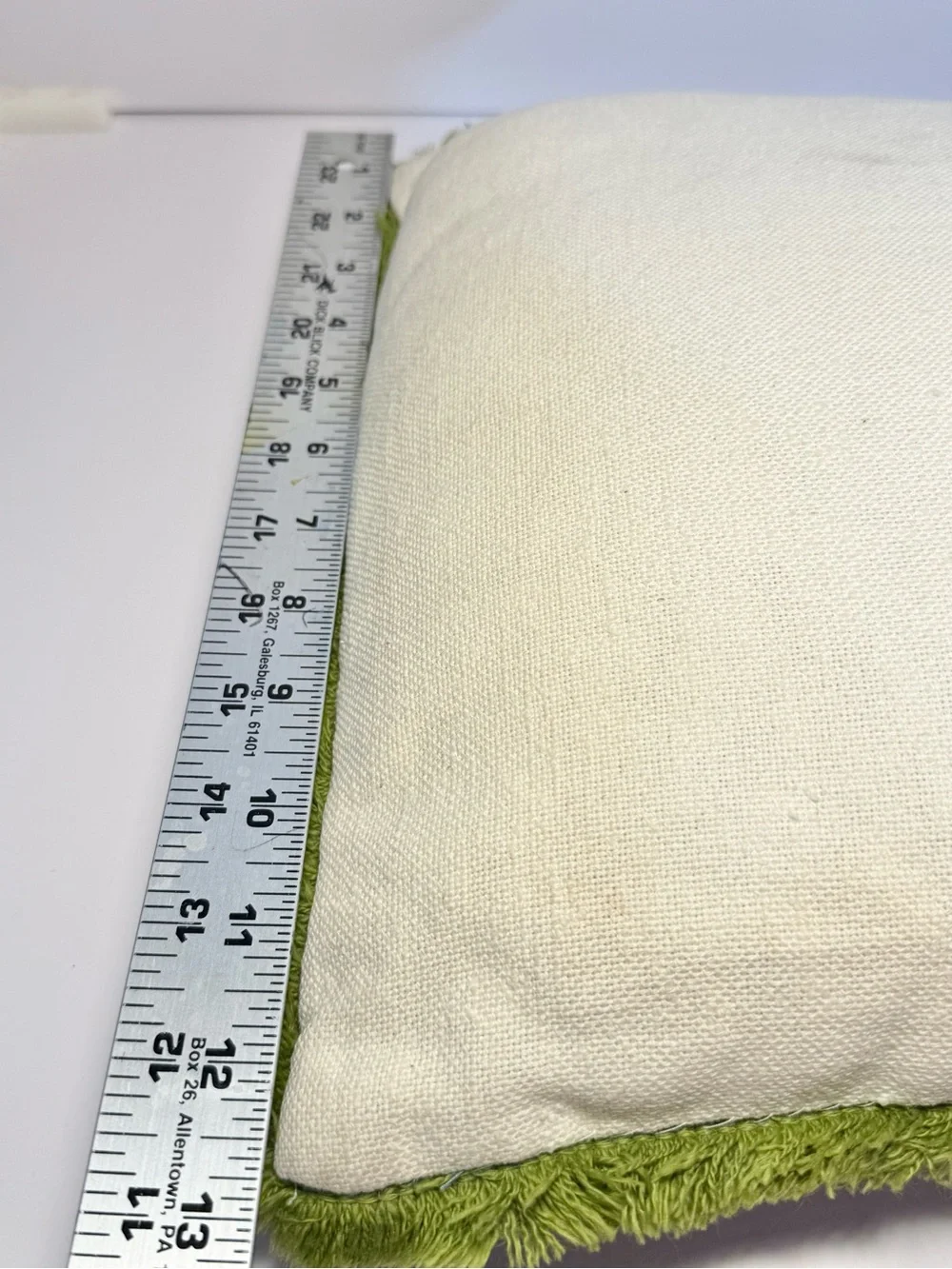 Crewel Embroidered Floral Throw Pillow Avocado Green Fringe Boho 70’s